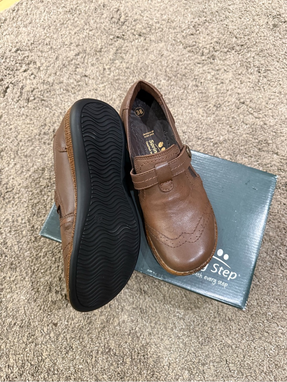 Brown Leather Slip-On Dress Shoe - Picture 3 of 4